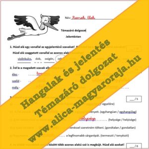 Hangalak és jelentés - témazáró dolgozat