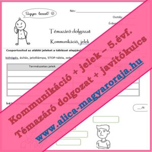 Témazáró dolgozat + javítókulcs Kommunikáció, jelek