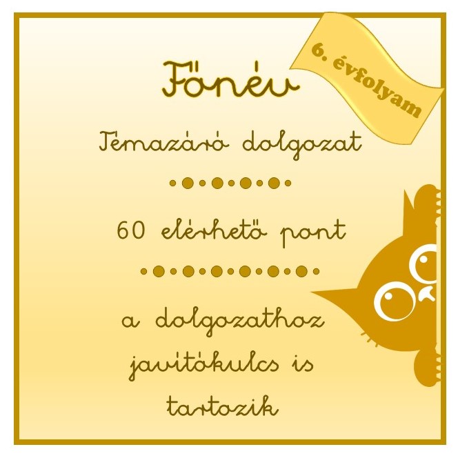 Főnév - Témazáró dolgozat